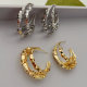 Bling square bead hoop earrings