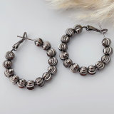 Black bead hoop earrings