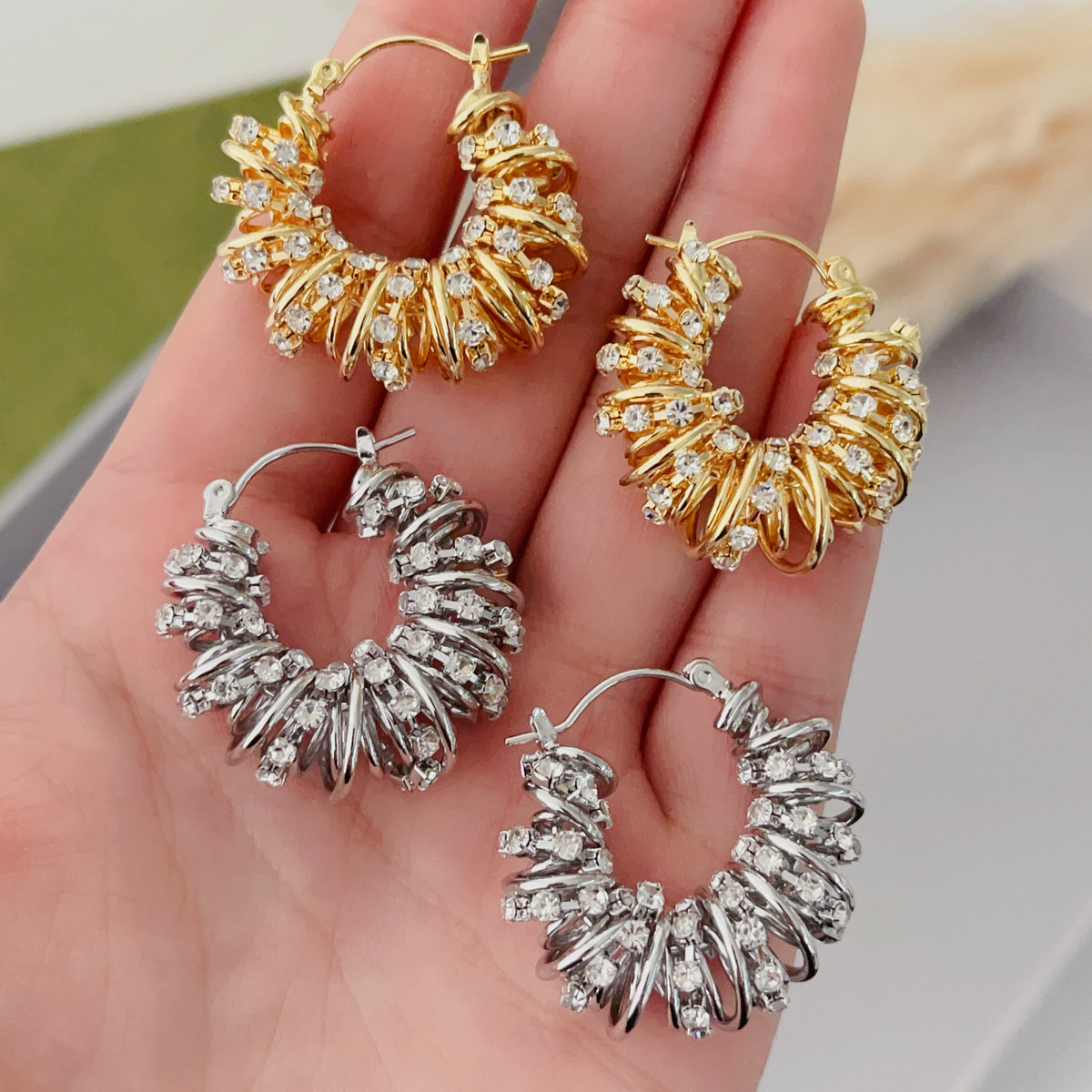 Chunky spring hoop earrings