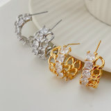 Half chain and half pave hoop earrings