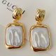 Squre glass pearl pendant earrings