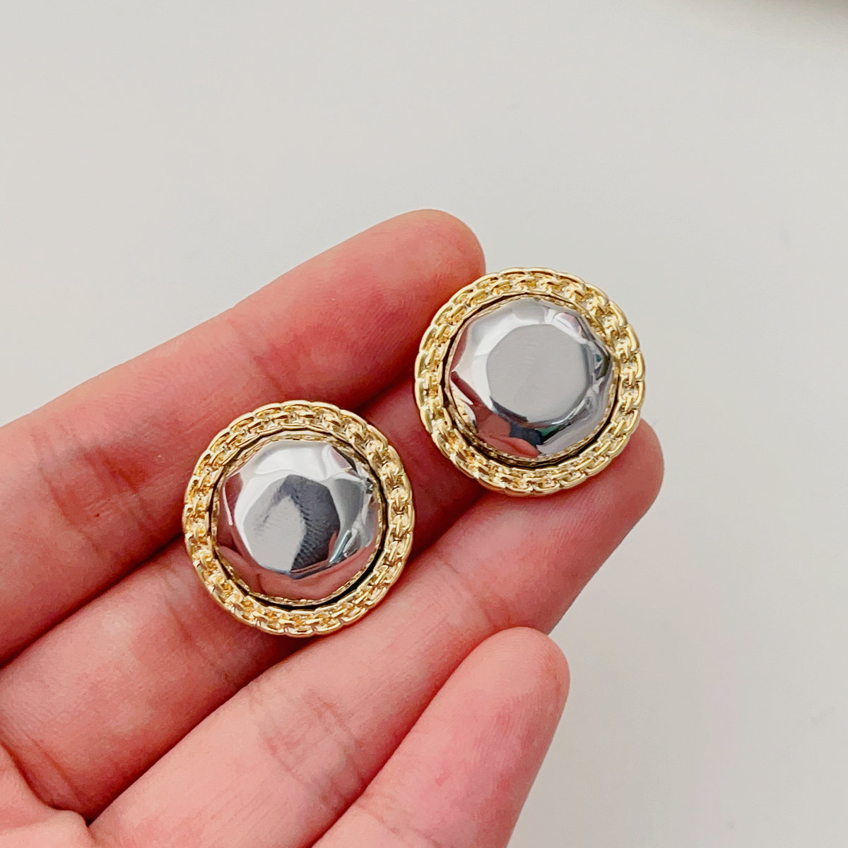 Silver & gold earrings stud
