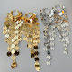Gold long tassel hoop earrings