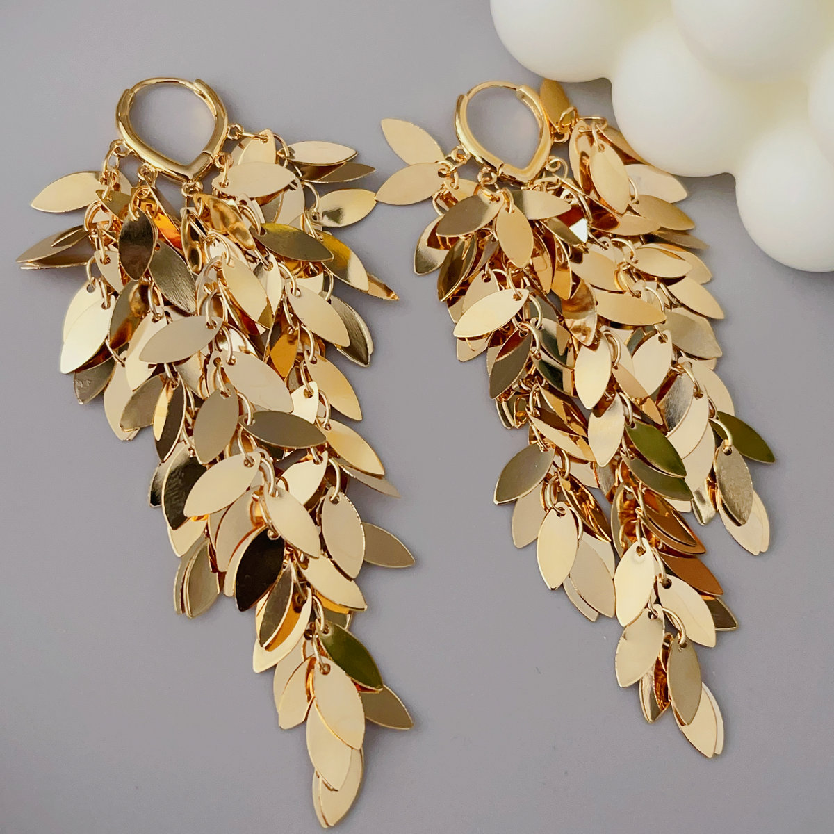 Leaf tassel earrings