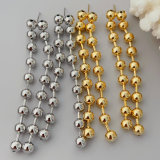 Gold bead ball long earrings