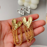 Heart chain tassel earrings