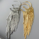 Long gold chain tassel earrings
