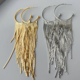 Long gold chain tassel earrings