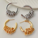 Circle charm hoop earrings
