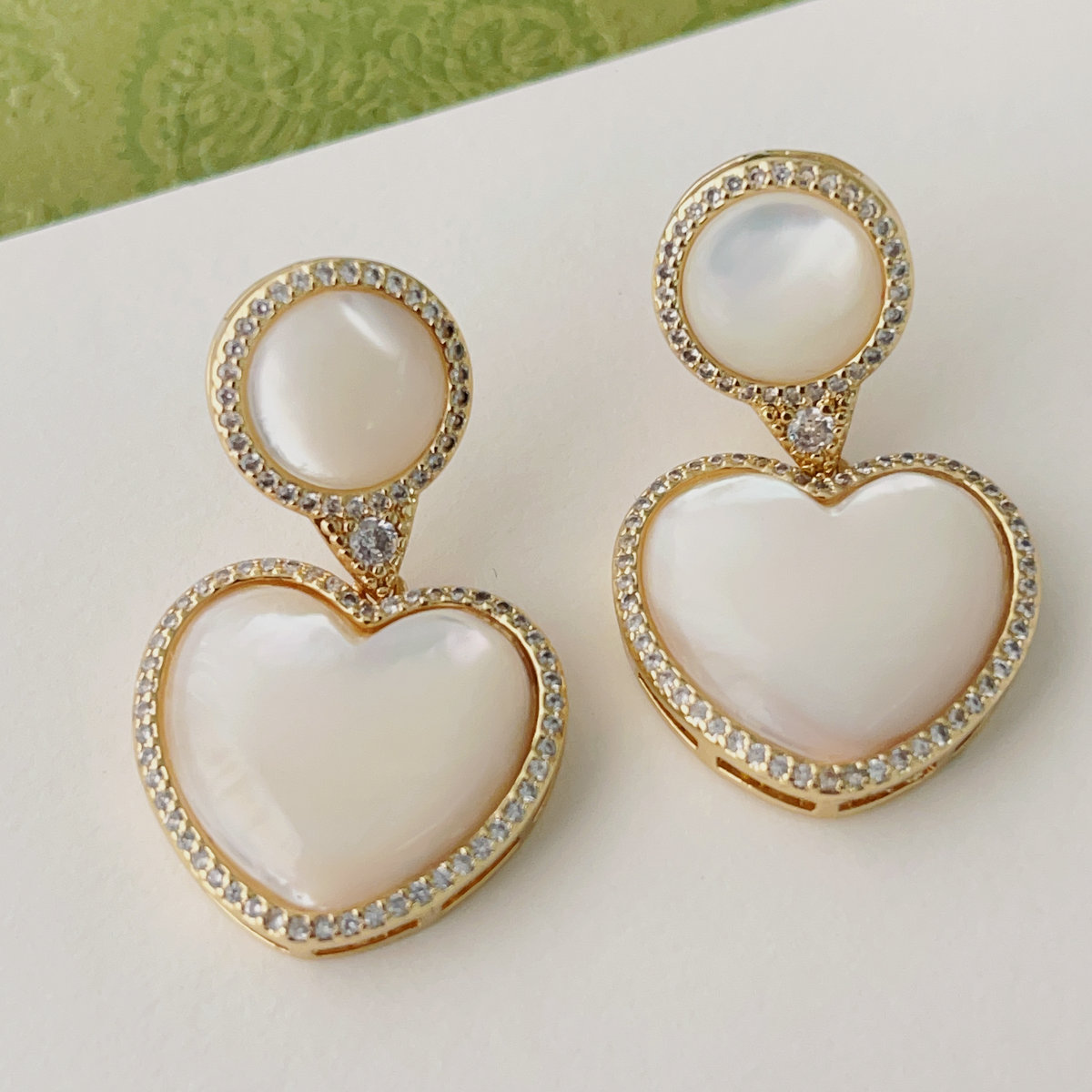 Pave heart earrings