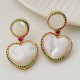 Colorful shell pave heart earrings