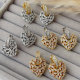 Pave heart pendant earrings