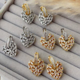 Pave heart pendant earrings