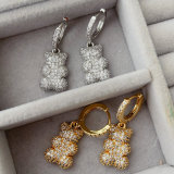 Pave teddy bear pendant earrings