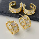 Pave heart hoop earrings