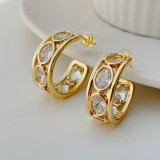 Pave oval zicon hoop earrings