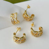 Pave zircon chain earrings