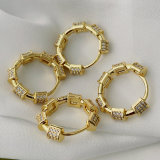 Pave basic round hoop earrings