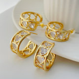 Pave heart hoop earrings