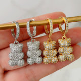 Pave teddy bear pendant earrings