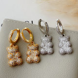 Pave teddy bear pendant earrings