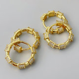Pave basic round hoop earrings