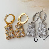 Pave teddy bear pendant earrings
