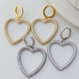 Pave heart pendant earrings