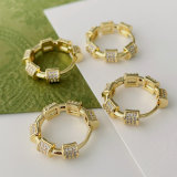 Pave basic round hoop earrings