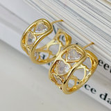Pave heart hoop earrings