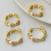 Pave basic round hoop earrings