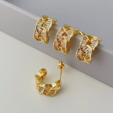 Pave zircon chain earrings