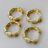 Pave basic round hoop earrings
