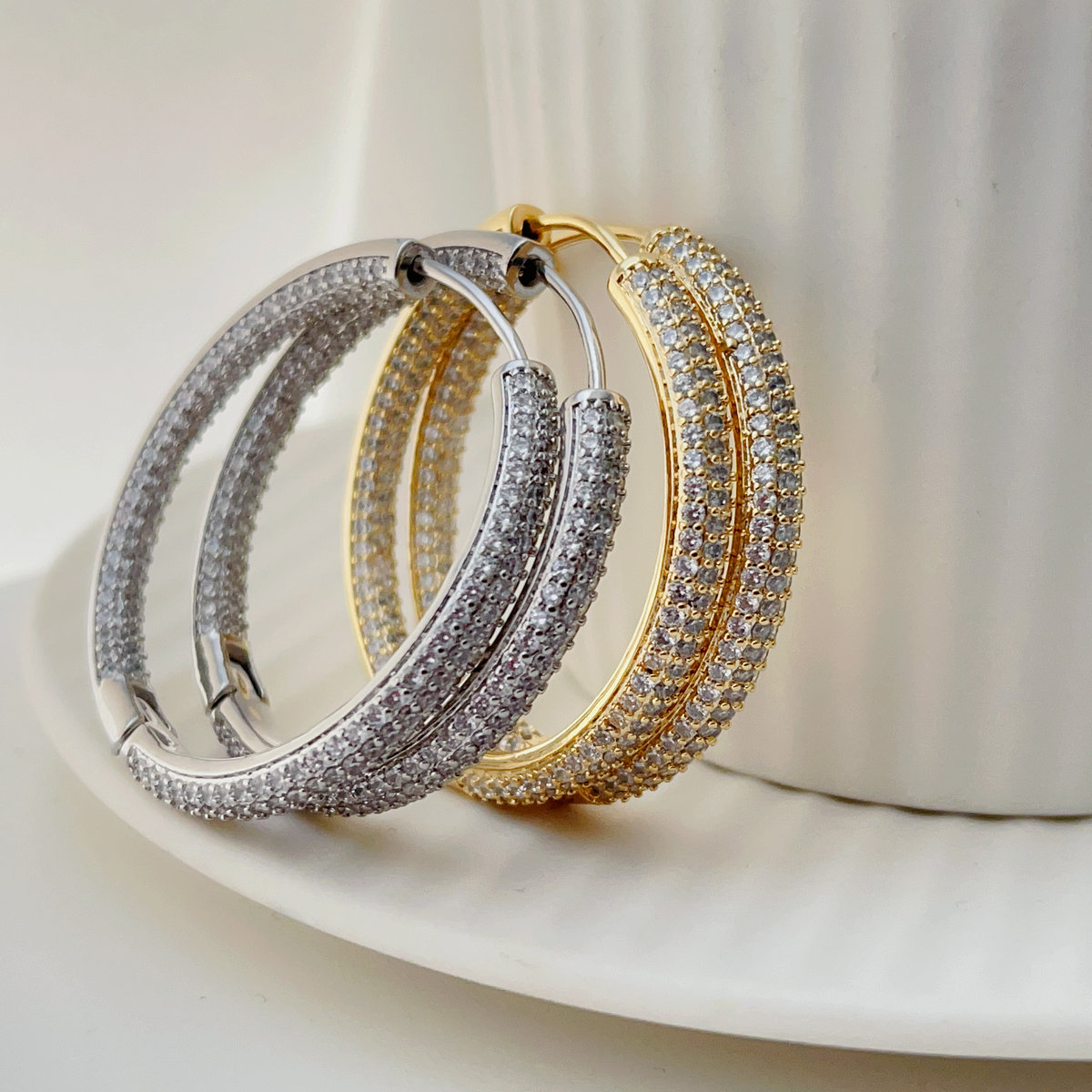 Chunky pave zircon hoops