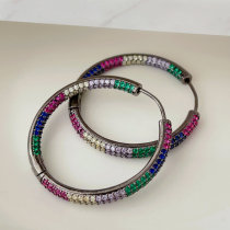 Pave colorful zircon hoops