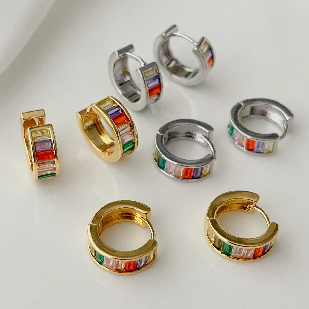 Colorful zircon basic hoops