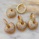 Pave heart zircon pendant earrings