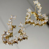 Pave zircon heart earrings