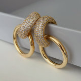 Pave circle pendant earrings