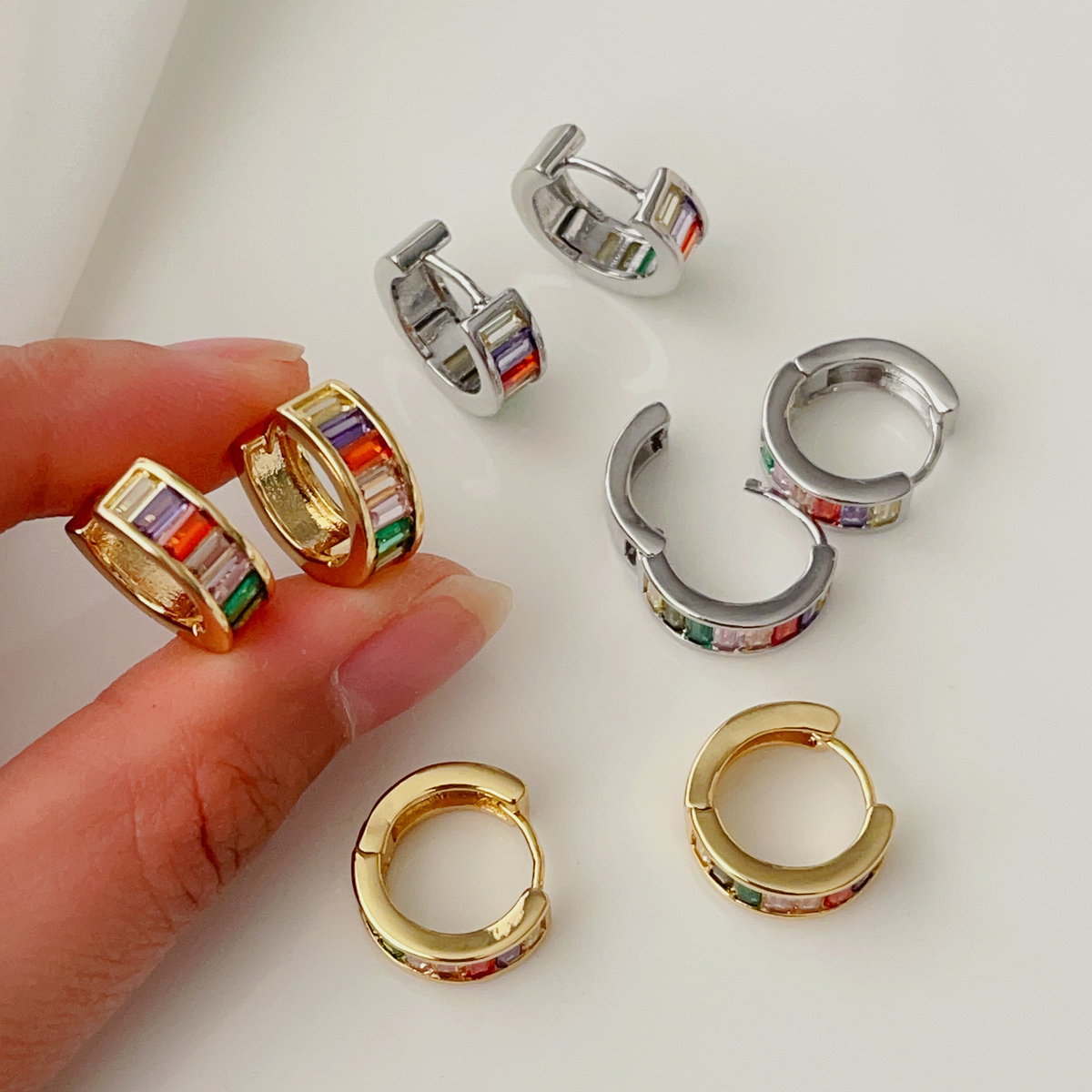 Colorful zircon basic hoops