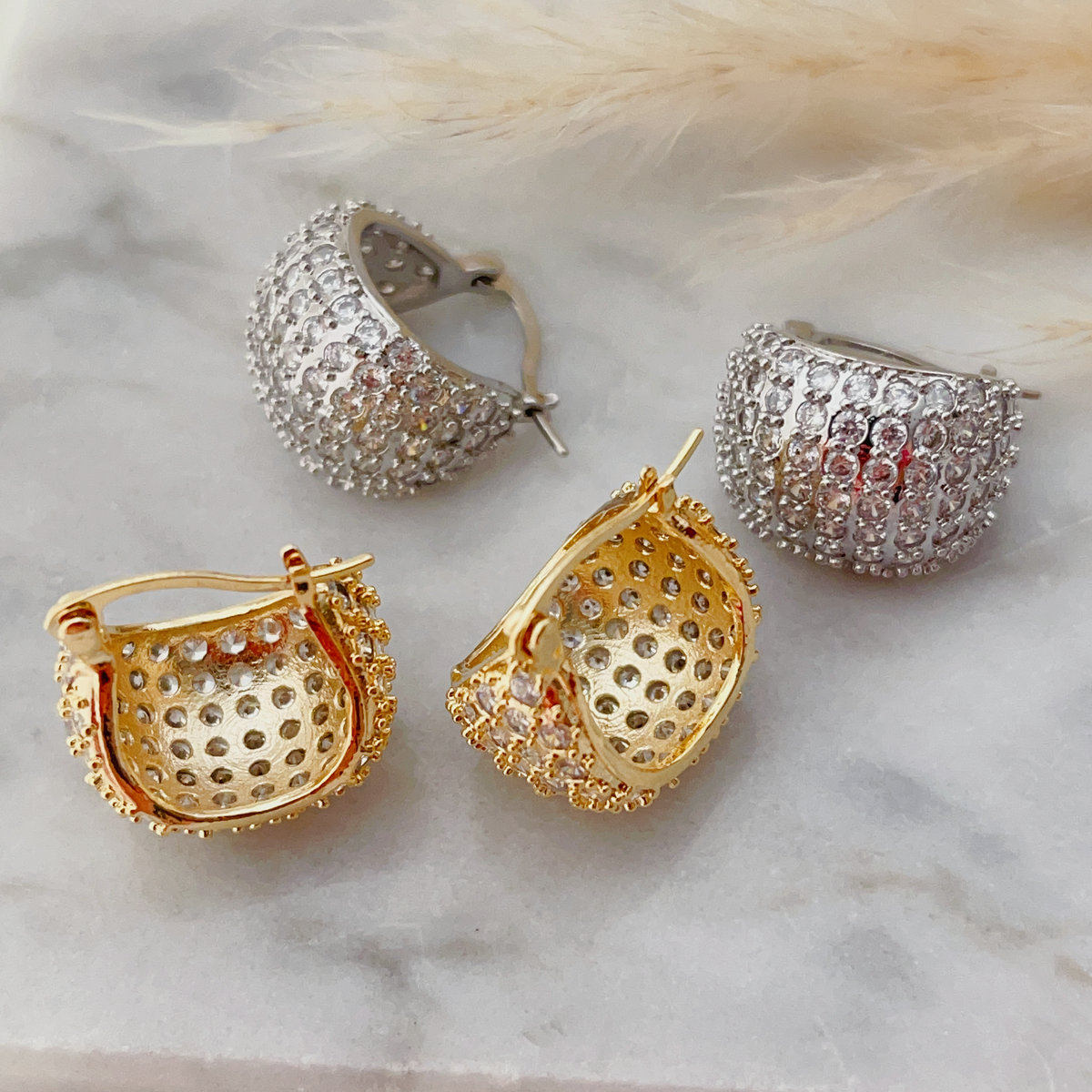 Pave samll chunky zircon hoops