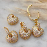 Pave heart zircon pendant earrings