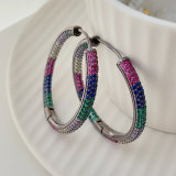 Pave colorful zircon hoops