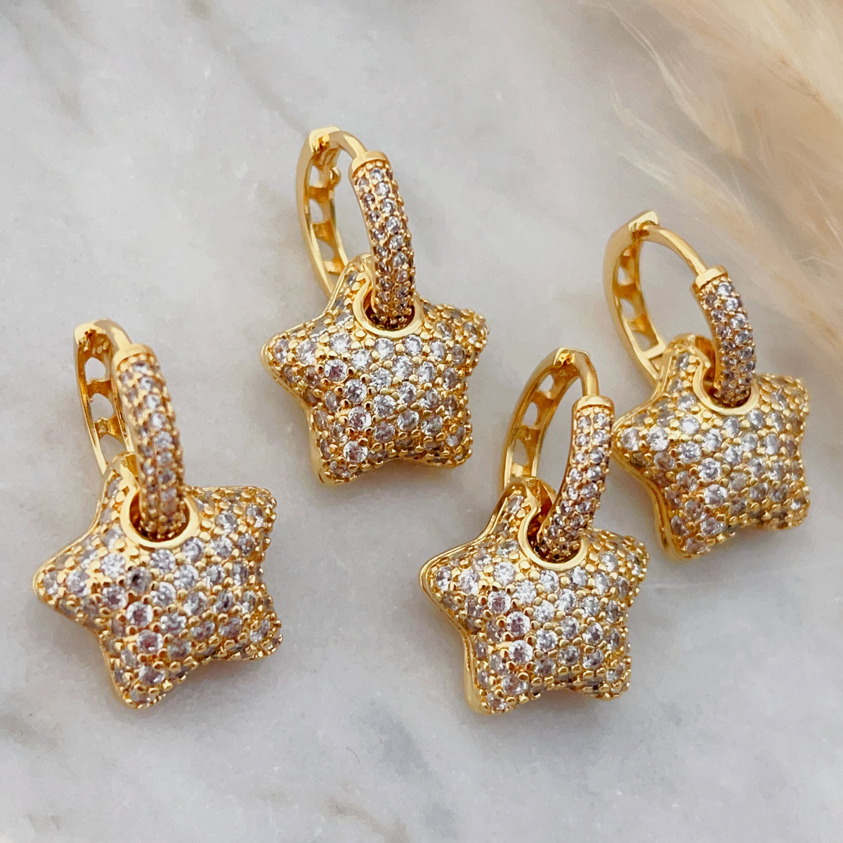 Pave star pendant earrings