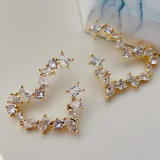 Pave zircon heart earrings