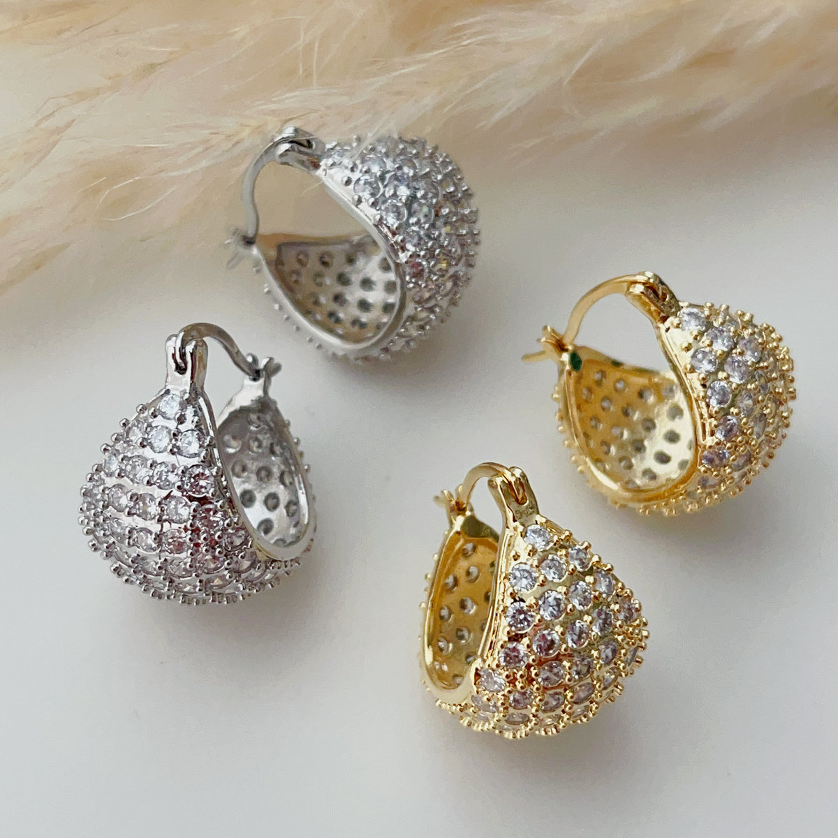 Pave samll chunky zircon hoops
