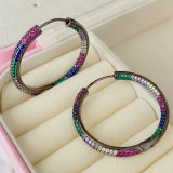Pave colorful zircon hoops