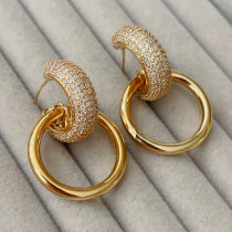 Pave circle pendant earrings