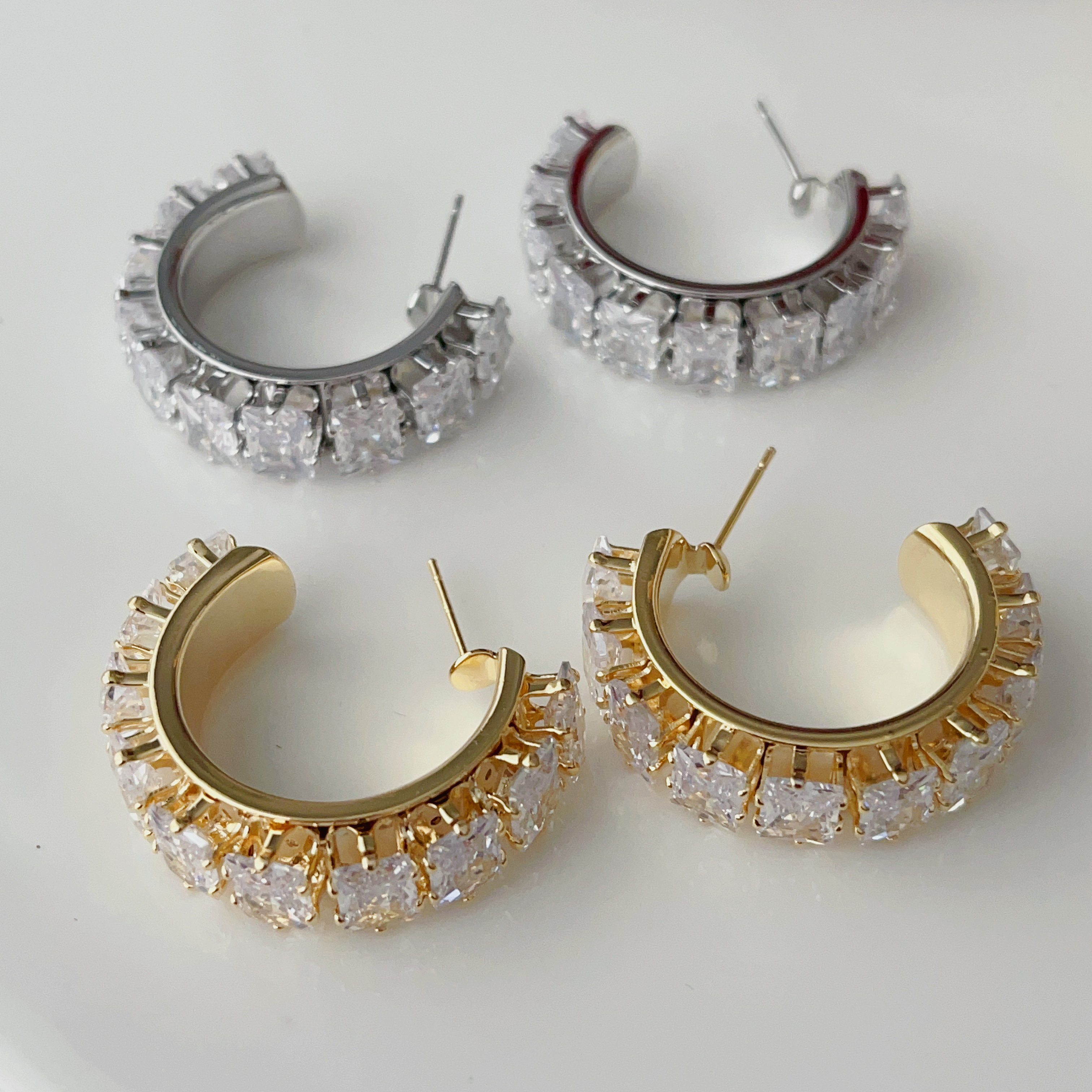 Pave zircon hoops