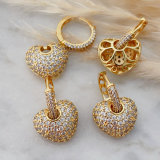 Pave heart zircon pendant earrings